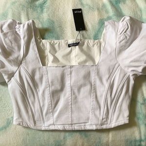 Nasty Gal Puff Denim Crop